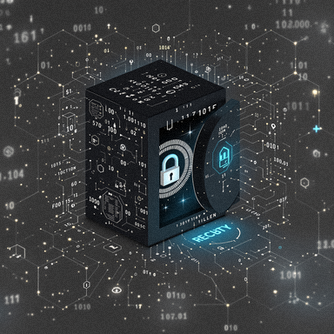 Abstract representation of a secure, unreadable data vault